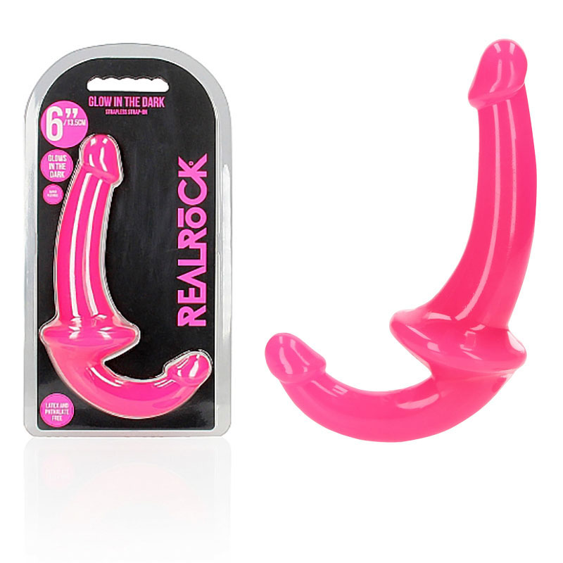 Realrock 6-inch Strapless Strap-on Glow in the Dark - Pink